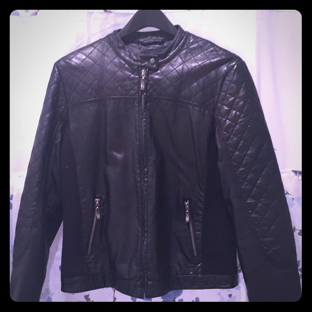 Style & Co black pleather jacket